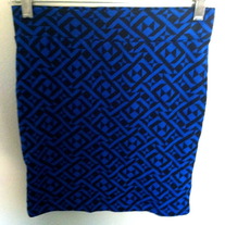 Black and Blue Design Bodycon Skirt