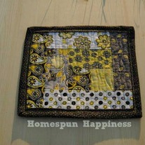Mug Rug - Black and Yellow Patchwork