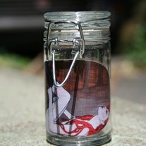 Glass Stash Jar with "Little Red" art label