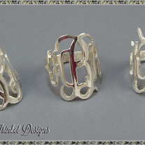 STERLING Silver .925 Filigree Initial Monogram Ring