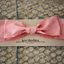 big silk knotiebow headband - salmon