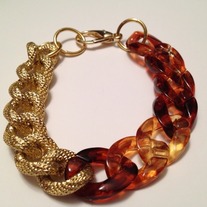 Chunky Link Bracelet Tortoise Shell & Gold**FREE SHIP