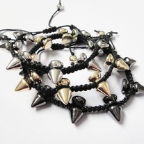 Spikes Braided bracelet - Black - Thumbnail 1