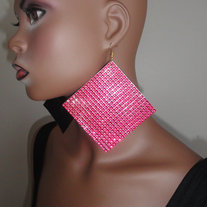 ONE SIDED Studded Panel Pink Earrings