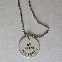 Sterling Silver Handstamped Pendant "My Voice Matters"