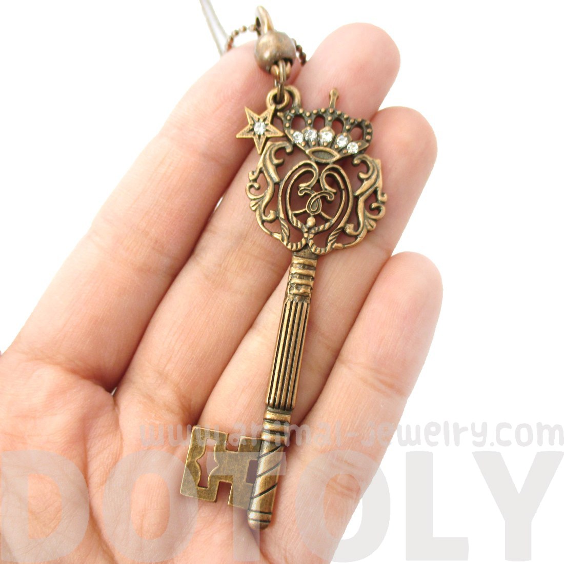 Antique Skeleton Key and Star Charm Necklace in Bronze · DOTOLY Animal