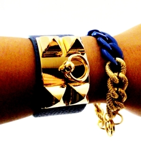 Chunky Link Chain Gold & Blue**FREE SHIPPING