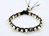 Gold Spikes Black Bracelet