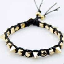 Gold Spikes Black Bracelet