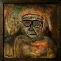An old man during WW2 - original oil painting