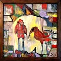 old birds - Original oil Painting