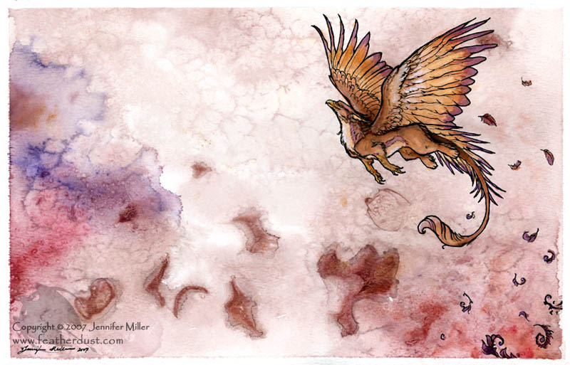 Rose_gryphon_vernation_-_ink_and_watercolor_original