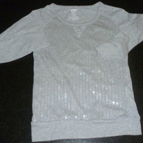 Gray Glitzy Long Sleeve Shirt-Old Navy Size Large 10/12