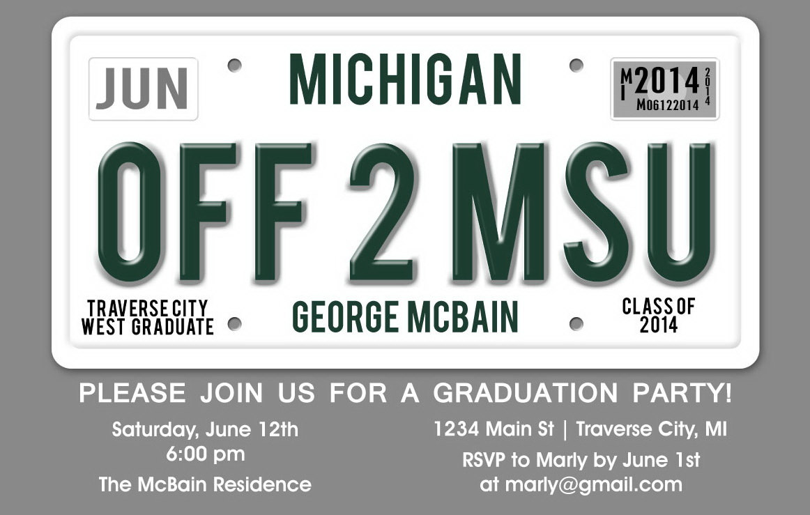 license plate graduation party invitation unique graduation
