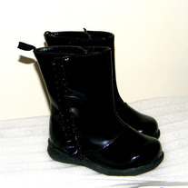 Little Girls and Baby Shiny Black Boots 