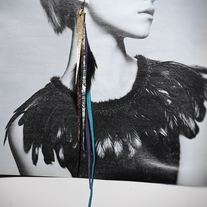 Fahmina Eco Leather Feather Shoulder duster earrings™