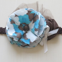 Tuquoise and Brown Floral Print headband