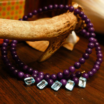 Topaz and Jade Memory wire Necklace