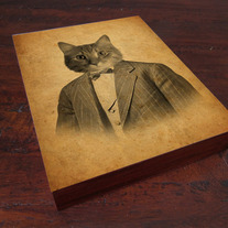 Cat in a Suit Wood Block Print