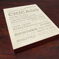 Chicago Neighborhood Wood Block Print