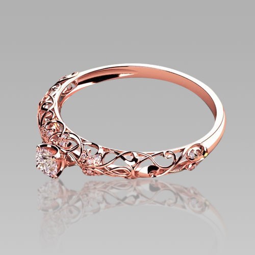 Handmade Wedding Ring Cutout Sterling Silver Rose Gold Plated Cubic ...