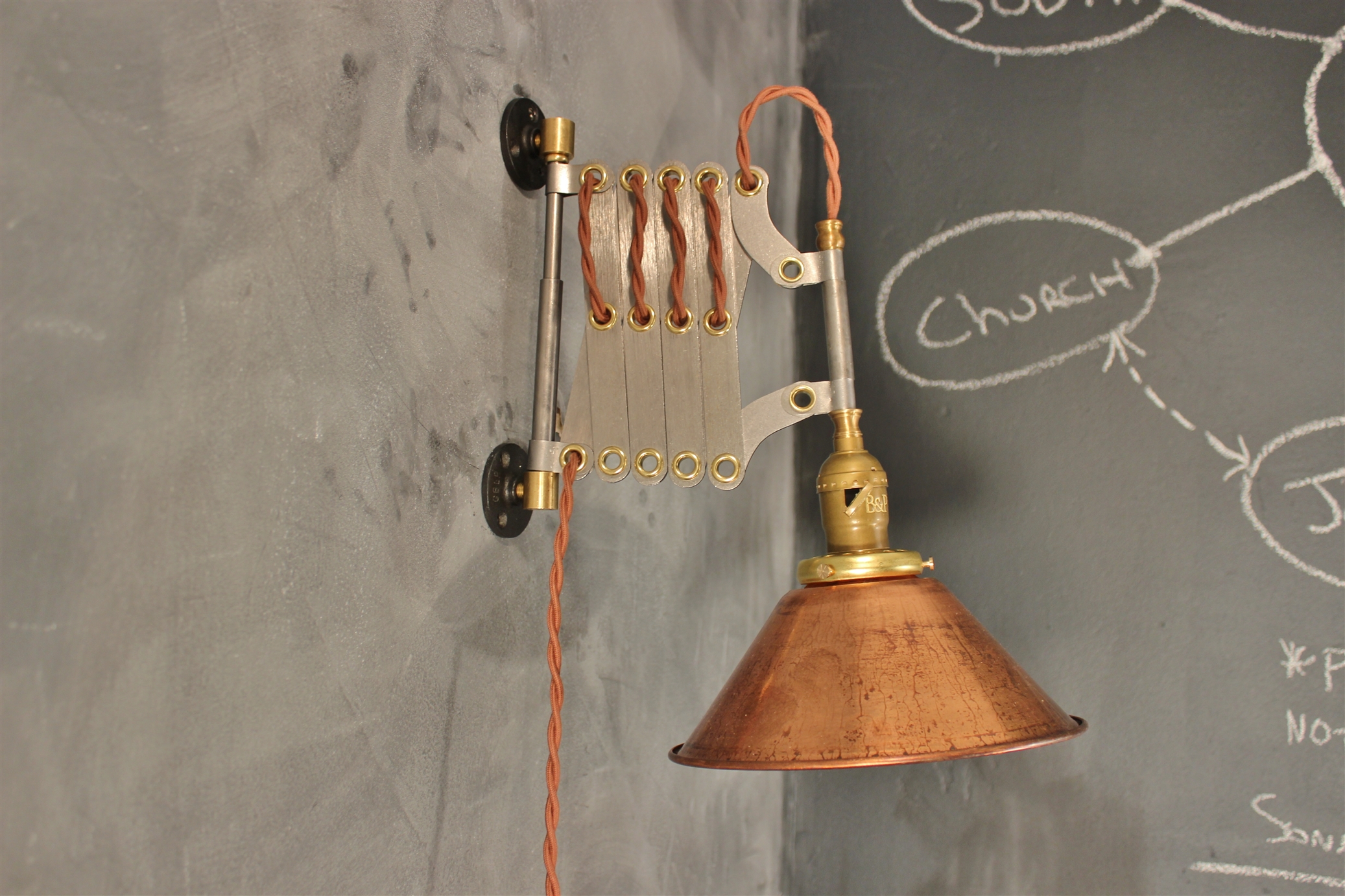 Vintage Industrial Scissor Sconce Expandable Accordion Lamp · DW