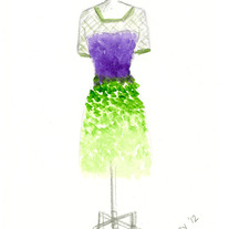 5x7 Matte Print, "Faded Lilly Dress" Pencil Watercolor Fashion Illustration, Art By Jacy Lee Pulford