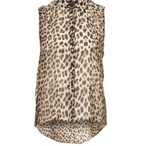 Leopard Print Shirt with Dipped Hem
