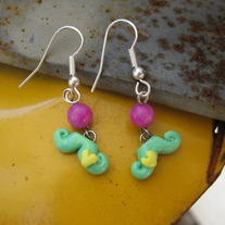 Green Mustache Earrings
