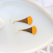 Golden Yellow Color Dipped Flat Brass Dangle Earrings