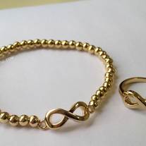 Infinity set of bracelet & ring - Gold