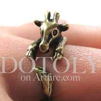 Miniature Baby Giraffe Ring in Bronze Sizes 4 to 9
