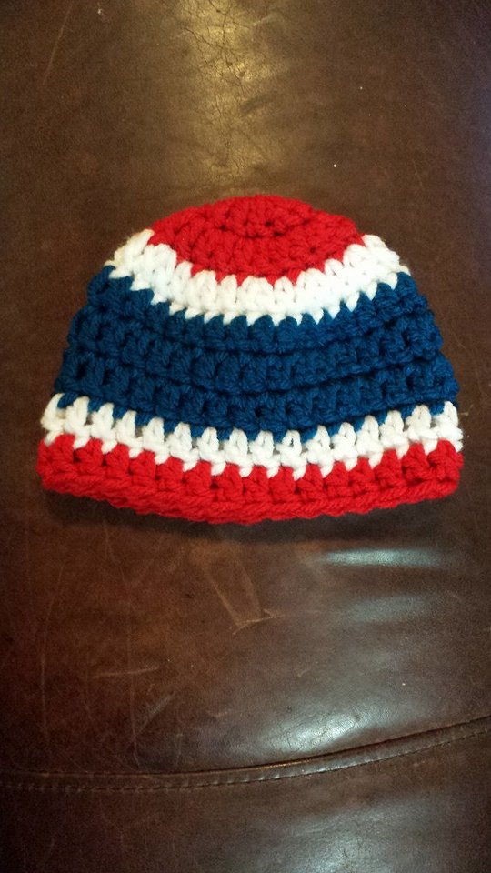 NB-3 Mnths Red, White & Blue Beanie on Storenvy