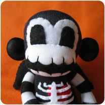 Winged Skeleton Sock Monkey - Black