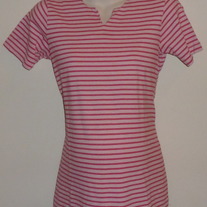 Pink Stripe V Neck Shirt-New Addition Maternity Size Small