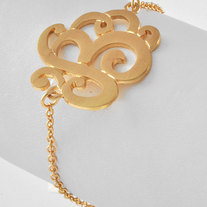 Gold Tone LETTER B Initial MONOGRAM Script Open Filigree Bracelet
