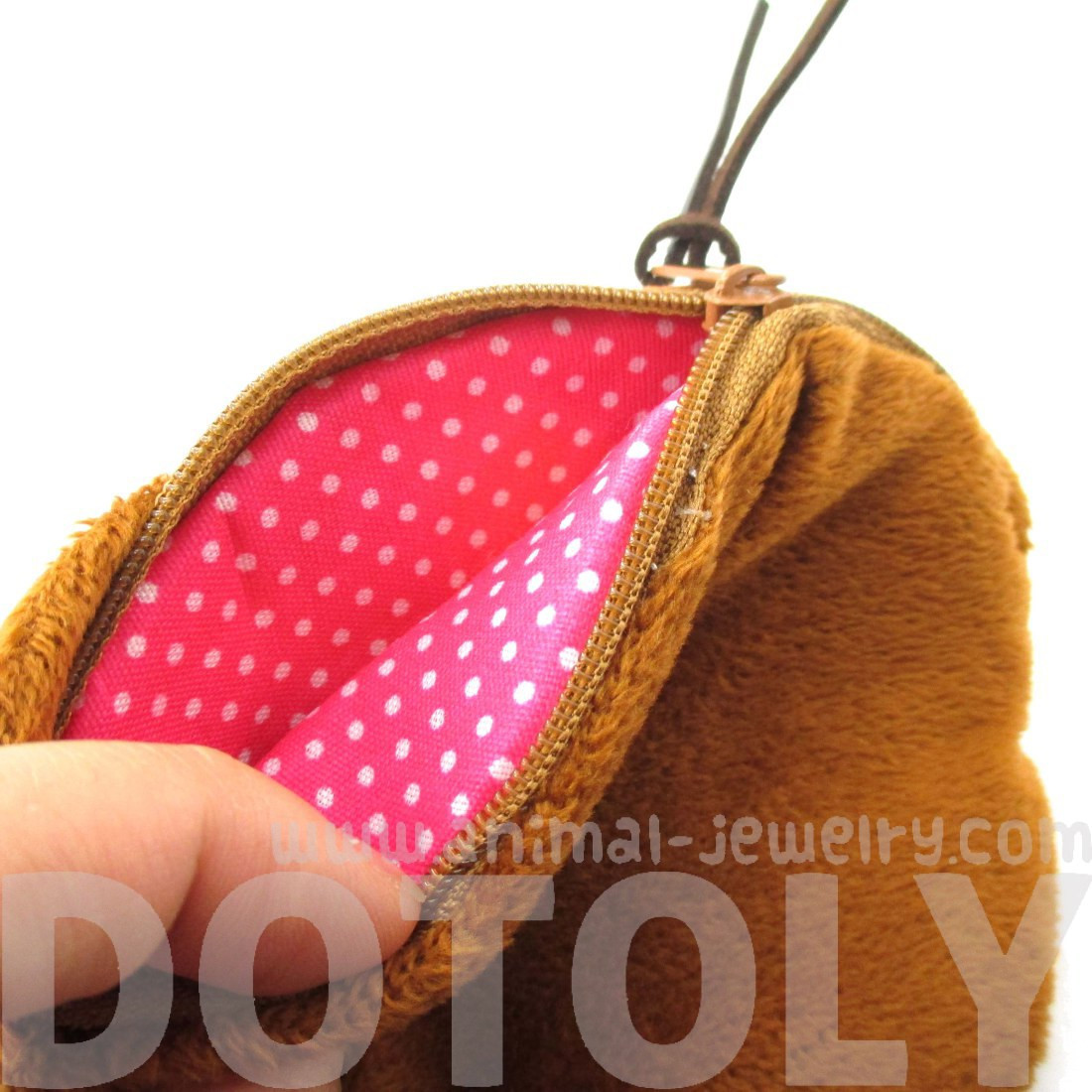 Toy Poodle Puppy Dog Face With Big Eyes Shaped Soft Fabric Zipper Coin