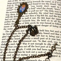 brass pumpkin key charm Disney Cinderella portrait hand mirror pendant necklace