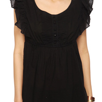 6 M black cotton ruffle sleeveless gothic blouse victorian pintuck top