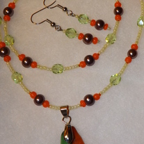 Tri - Color Glass Pendant Set
