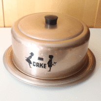 Hawthorn Aluminum Pink Cake Carrier with Children Silhouette
