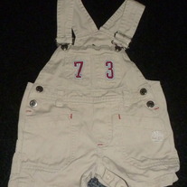 Khaki Overall Shorts-Timberland Size 0-6 Months