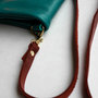 jade green leather crossbody bag // emerald foldover clutch by rouge and whimsy - Thumbnail 1