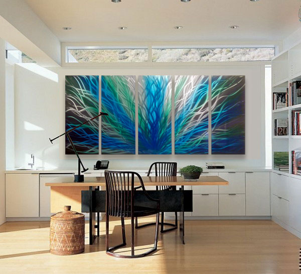 Radiance Large, Green Blue Metal Wall Art Contemporary Modern Decor · Inspiring Art Gallery