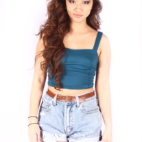 Teal bustier with cutouts