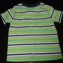 Lime Green/Navy/White Stripe Short Sleeve Shirt-Jumping Beans Size 4T