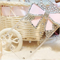 Rhinestone Glitter Bow Embellished Hard Clear Case Back for iPhone 4/4s