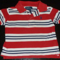 Red/White/Navy Stripe Short Sleeve Shirt-Ralph Lauren Polo Size 12 Months