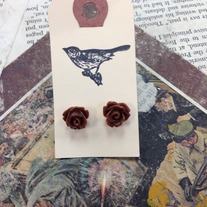 Rose Bud Earrings-Brown 