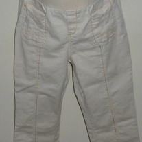 Khaki Capris with Multi Color Stitching-Announcments Maternity Size Medium  CLSR